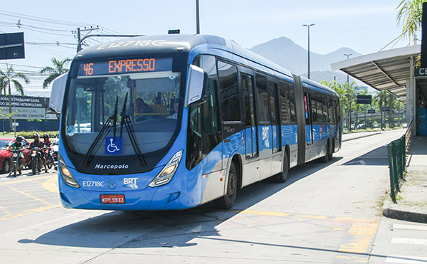 bus rapid transit vehicle at a station